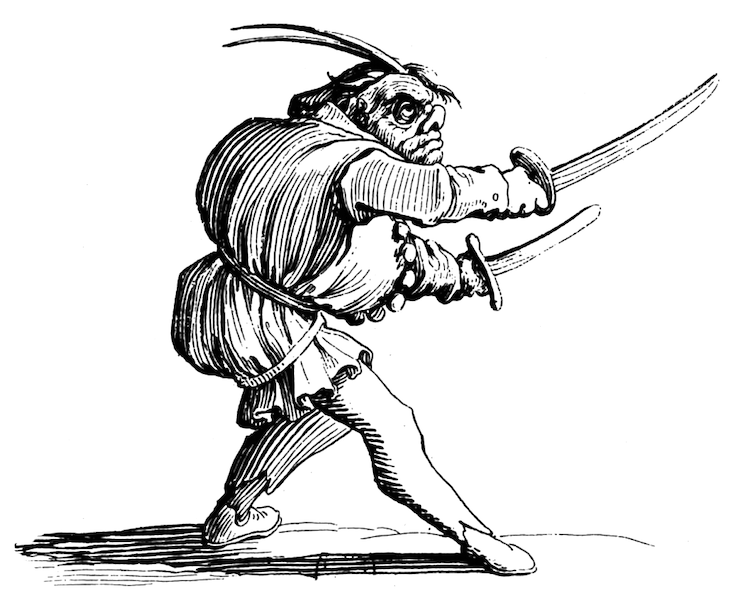 Bonhomme de Callot portant deux épées