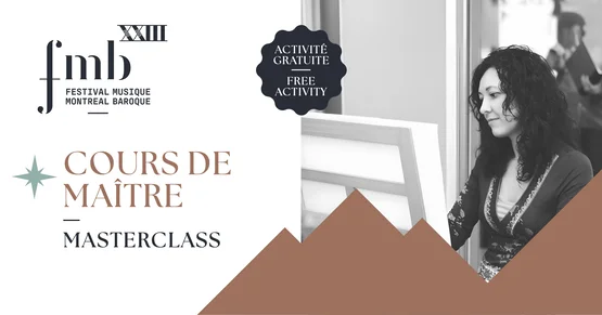 Le logo du Festival, le titre du concert et une photo de Marian Rosa Montagut au clavecin