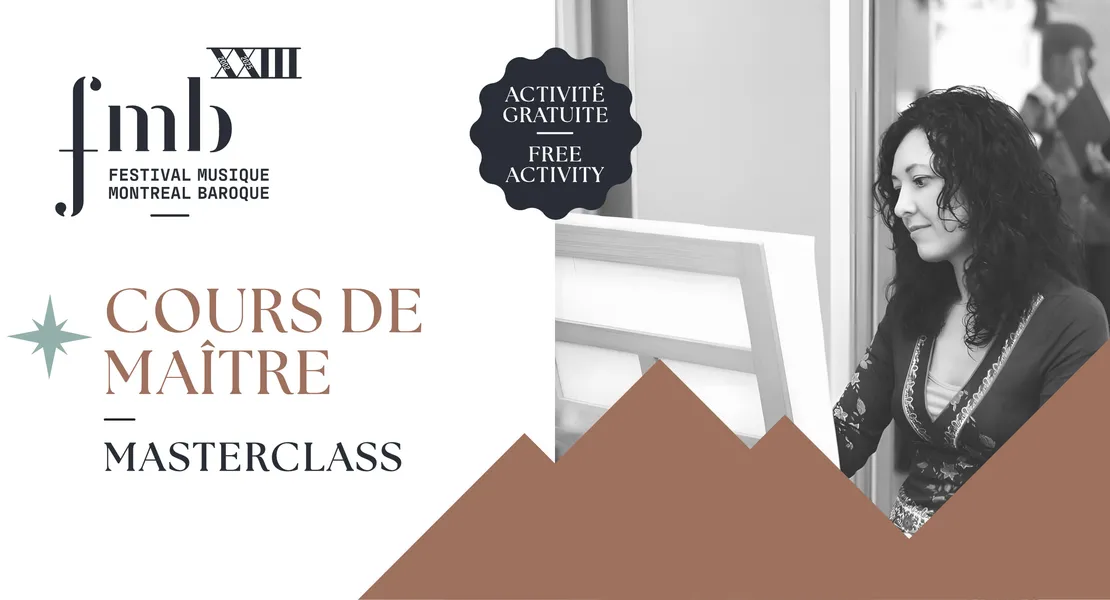 Le logo du Festival, le titre du concert et une photo de Marian Rosa Montagut au clavecin